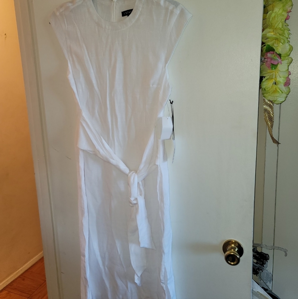 1. State large white dress with tie front new with tag